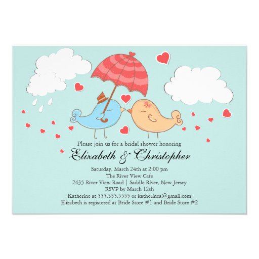 Cute Love Birds Bridal Shower Custom Invite