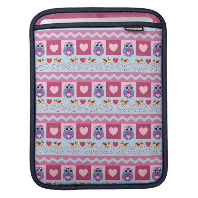 Cute love birds, hearts & owls iPad sleeve