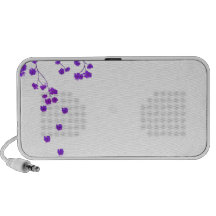 Cute love birds on a tree and violet blossom laptop speakers