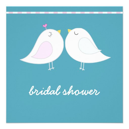 Cute Love Birds Teal Bridal Shower Invite