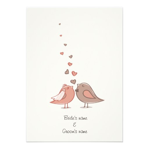cute love birds wedding invitation cards