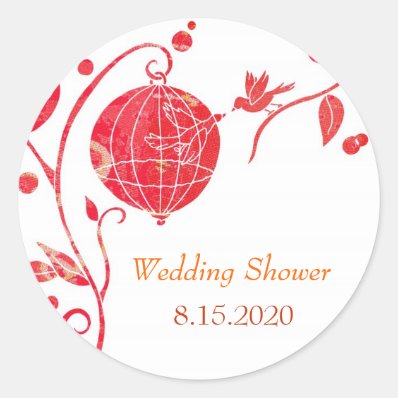 Cute Love Birds Wedding Shower Classic Round Sticker