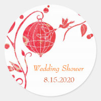 Cute Love Birds Wedding Shower Invitation Stickers