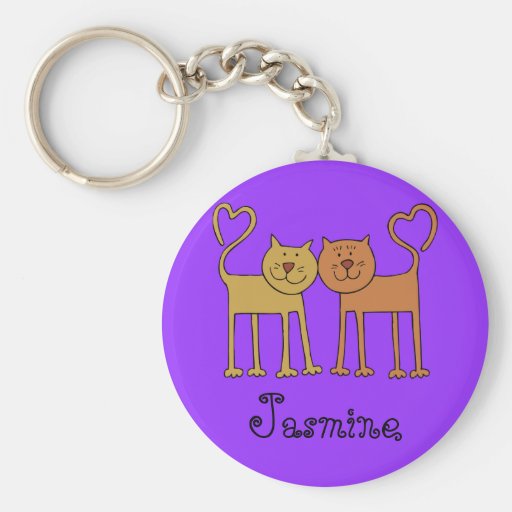Cute Love Cats Personalized Name Gift Key Chain