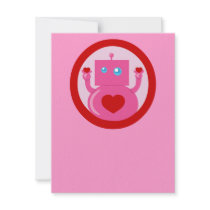 Cute Love Robot Custom Invitations
