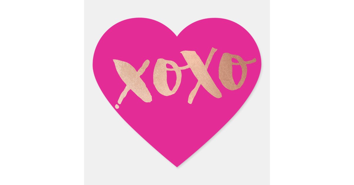 CUTE LOVE XOXO HEART modern rose gold bright pink Heart ...