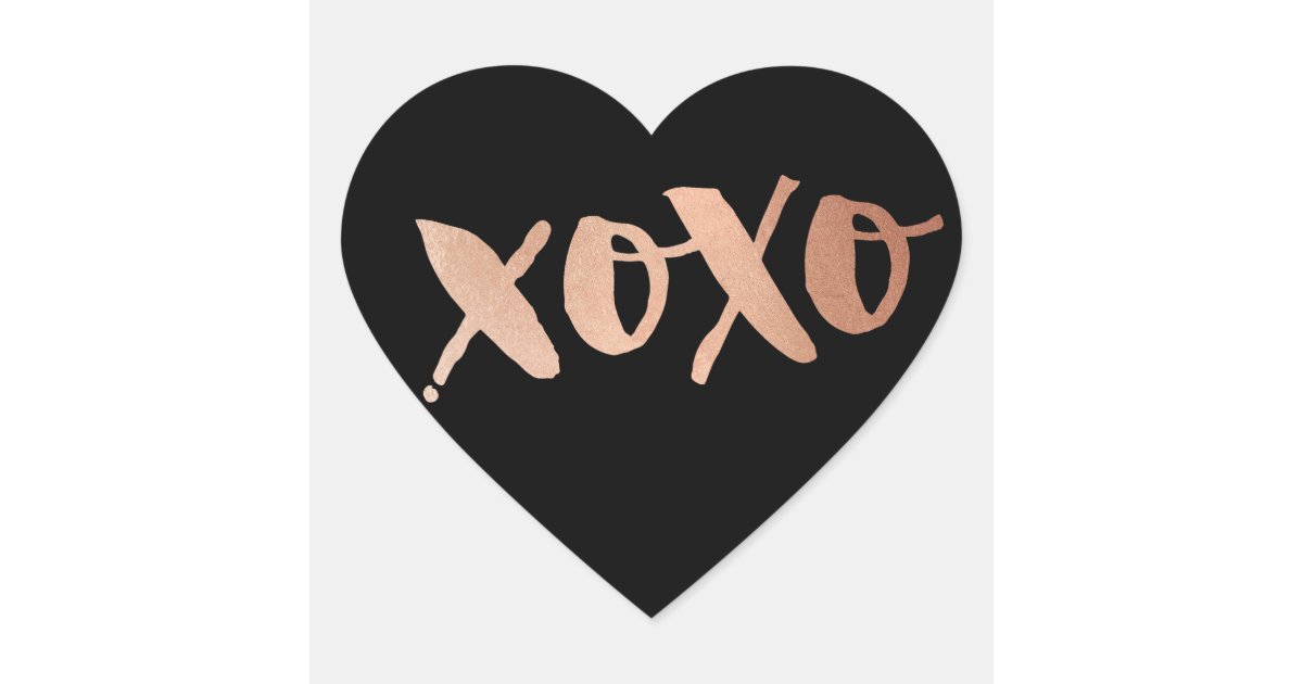 Cute Love Xoxo Heart Modern Rose Gold Trendy Black Heart
