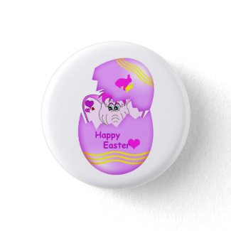 Cute Lucky Pinkie Happy Easter Button