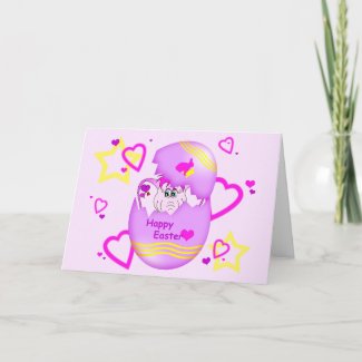 Cute Lucky Pinkie Happy Easter Greeting Card