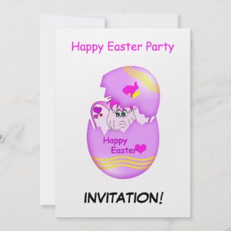 Cute Lucky Pinkie Happy Easter Party Invitation