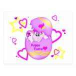 Cute Lucky Pinkie Happy Easter Postcard