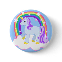 Cute Magical Unicorn with rainbow (Customizable!) Pinback Button