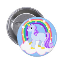 Cute Magical Unicorn with rainbow (Customizable!) Pinback Button