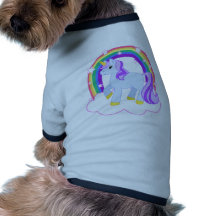 Cute Magical Unicorn with rainbow (Customizable!) Dog T-shirt