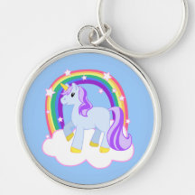 Cute Magical Unicorn with rainbow (Customizable!) Key Chain