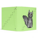 Cute Maine Coon Cat Cartoon - Silver Tabby binders