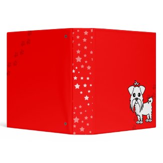 Cute Maltese Cartoon Dog - Red binder