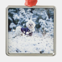 Cute Maltese Dog Christmas Tree Ornaments