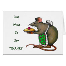 Cute Mama Rat With Pie: Drawing: Thank You Greeting Card