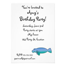Cute manatee personalized invites