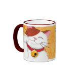 Cute Maneki Neko Lucky Calico Cat Coffee Mugs