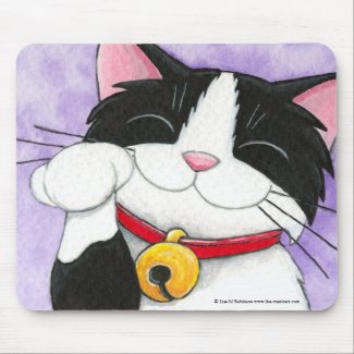 Cute Maneki Neko Lucky Tuxedo Cat Mousepads mousepad