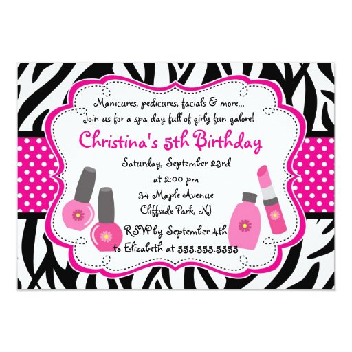 cute manicure spa birthday party invitation zazzle spa birthday party invitation template