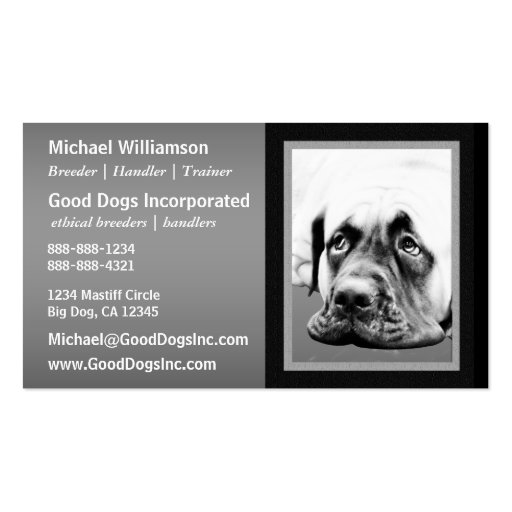 Cute Mastiff dog Business Card (front side)