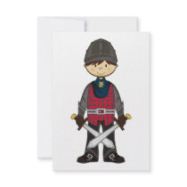 Cute Medieval Knight RSVP Card Custom Invites