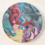 Cute Mermaid and Pirates Beverage Coaster