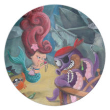 Cute Mermaid and Pirates Party Plates