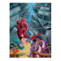 Cute Mermaid and Pirates postcards