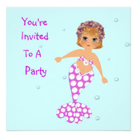 Cute Mermaid Party Invitations