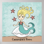 Cute mermaid to personalize posters