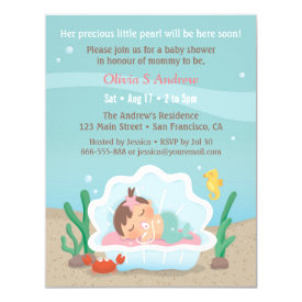 Cute Mermaid Under the Sea Baby Shower Invitations