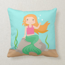 Cute Mermaid under the sea, for Girls Pillow