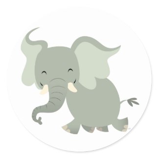Cute Merry Cartoon Elephant Sticker sticker