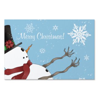 Cute Merry Christmas snowman and snowflakes Yard Signs