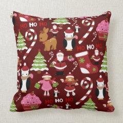 Cute Merry Christmas Xmas Holiday Pattern Pillow