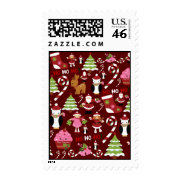 Cute Merry Christmas Xmas Holiday Pattern Stamps
