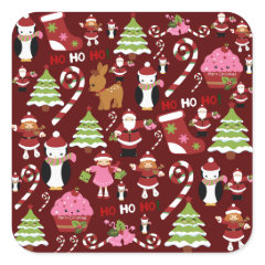 Cute Merry Christmas Xmas Holiday Pattern Sticker