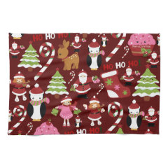 Cute Merry Christmas Xmas Holiday Pattern Towel