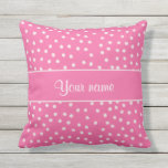Cute Messy White Polka Dots Pink Background Outdoor Pillow