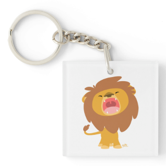 Cute Mighty  Roaring Lion Cartoon Acrylic Keychain