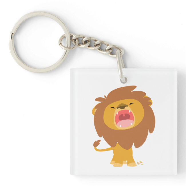 Cute Mighty  Roaring Lion Cartoon Acrylic Keychain