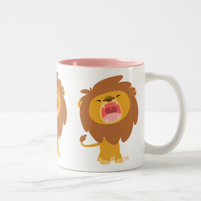 Cute Mighty  Roaring Lion Cartoon Mug