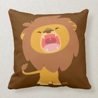 Cute Mighty Roaring Lion Cartoon Pillow throwpillow