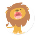 Cute Mighty Roaring Lion Cartoon round sticker by Lioness_Graphics Cute Mighty Roaring Lion Cartoon round sticker