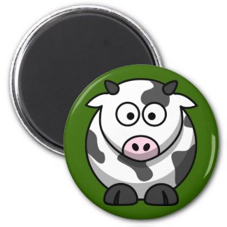 Cute Milking Cow On Green Grass Fridge Magnet magnet