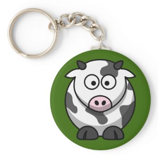 Cute Milking Cow On Green Grass Keychain